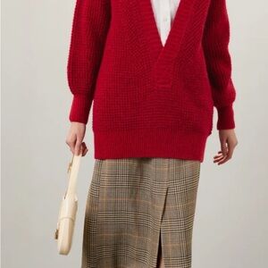 Scotch & Soda Red V-Neck Women's Sweater